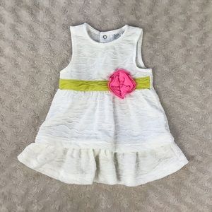 Baby Essentials White Dress Pink Flower 6 Months